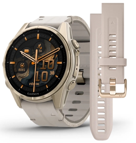 Garmin Fenix 8 43mm, AMOLED Sapphire, Soft Gold