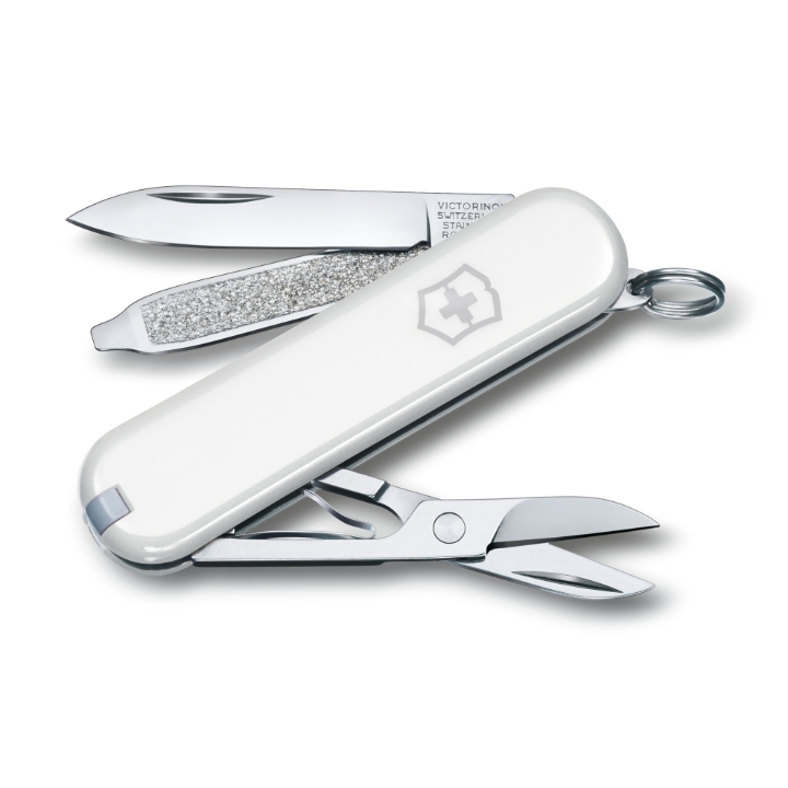 Obrazek Set Scyzoryk Victorinox ze skórzanym etui Classic SD 58, Falling Snow