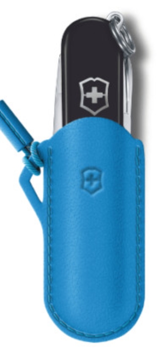 Obrazek Set Scyzoryk Victorinox ze skórzanym etui Classic SD 58, Dark Illusion