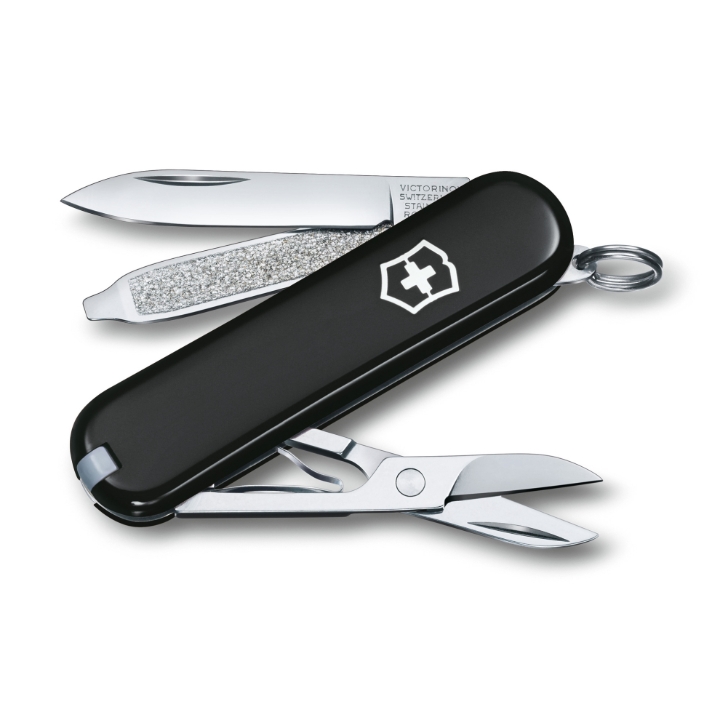 Obrazek Set Scyzoryk Victorinox ze skórzanym etui Classic SD 58, Dark Illusion