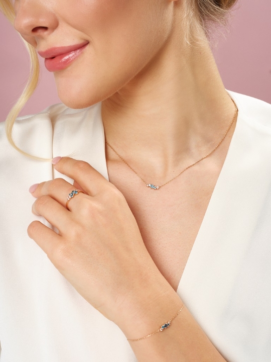 Obrazek Bransoletka LOEE Sparkle z różowego złota z topazami i morganitami