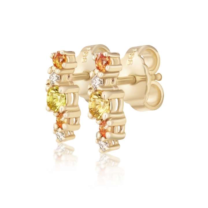 Obrazek Kolczyki LOEE Sparkle z żółtego złota z diamentami i szafirami