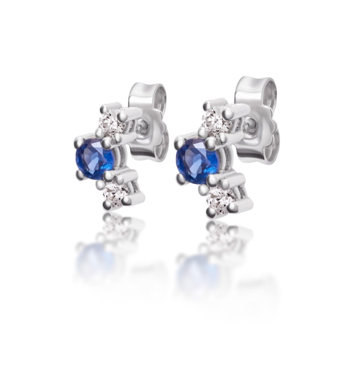 Obrazek Kolczyki LOEE Sparkle z białego złota z diamentami i szafirami