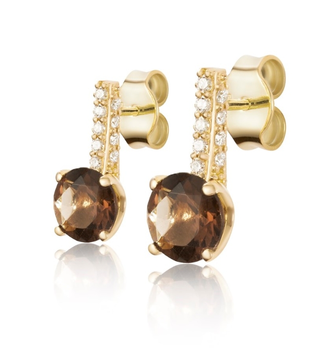 Obrazek Kolczyki LOEE Palette Diamonds z żółtego złota z diamentami i kwarcem dymnym