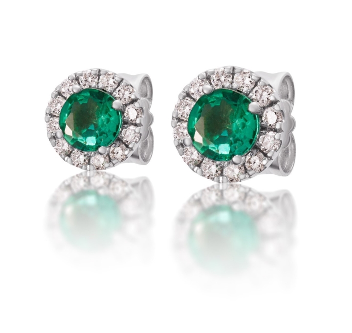 Obrazek Kolczyki LOEE Palette Diamonds z białego złota z diamentami i szmaragdami