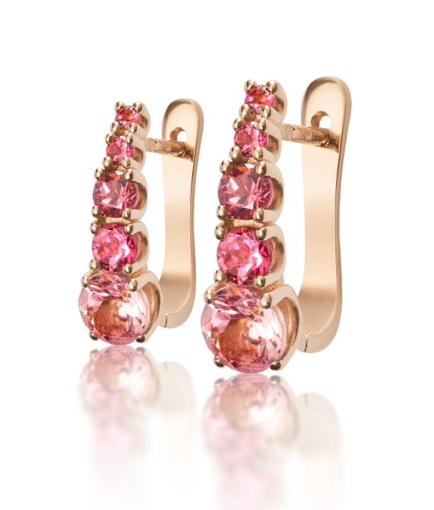 Obrazek Kolczyki LOEE Glare z różowego złota s turmalíny