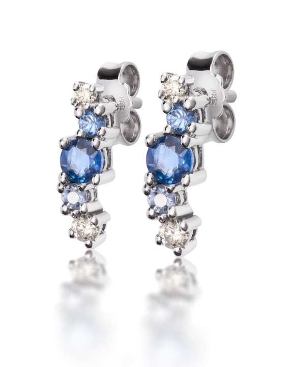 Obrazek Kolczyki LOEE Sparkle z białego złota z diamentami i szafirami