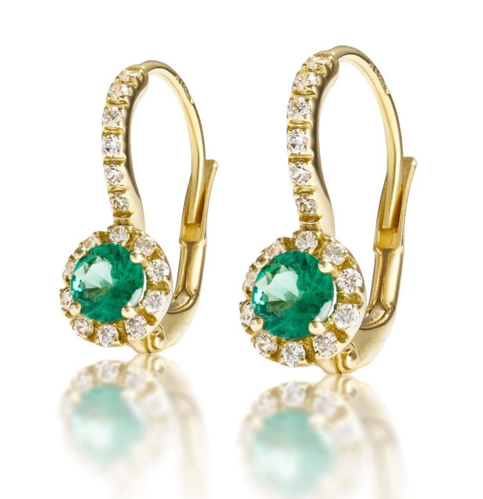 Obrazek Kolczyki LOEE Palette Diamonds z żółtego złota z diamentami i szmaragdami