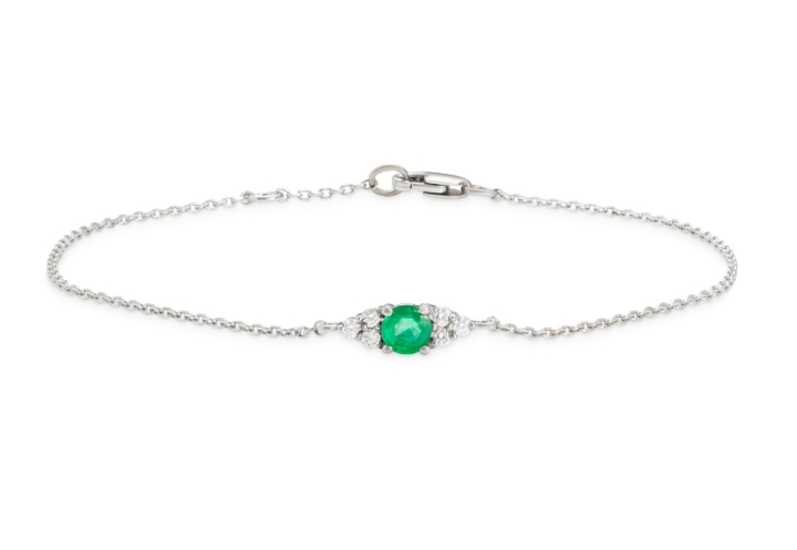 Obrazek Bransoletka LOEE z białego złota z diamentami i szmaragdem