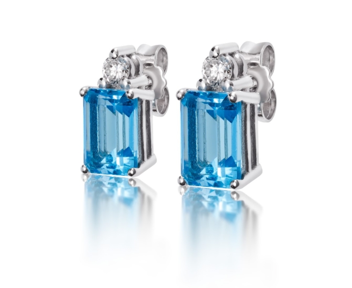 Obrazek Kolczyki LOEE Palette Diamonds z białego złota z diamentami a topazy