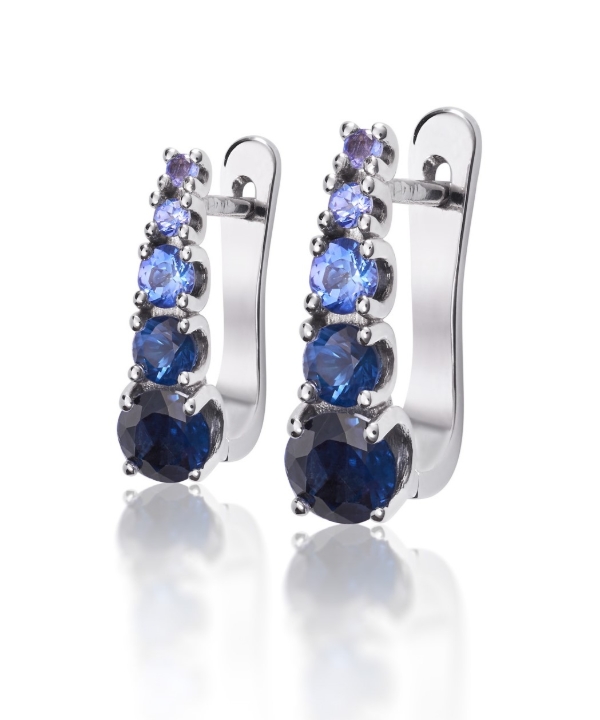 Obrazek Kolczyki LOEE Glare z białego złota i szafirami