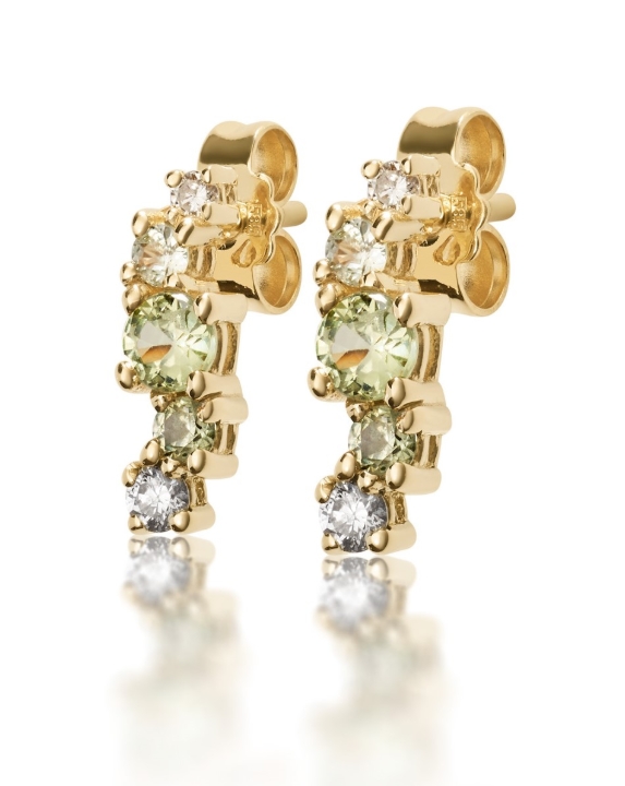 Obrazek Kolczyki LOEE Sparkle z żółtego złota z diamentami i szafirami