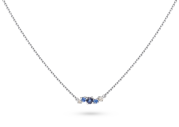 Obrazek Naszyjnik LOEE Sparkle z białego złota z diamentami i szafirami