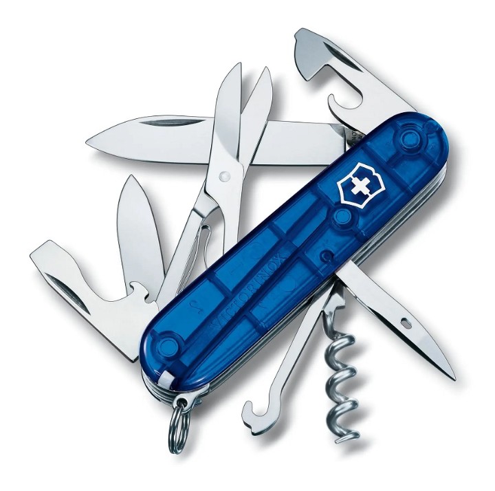 Obrazek Scyzoryk Victorinox Climber, 91mm, Celidor, transparentny niebieski