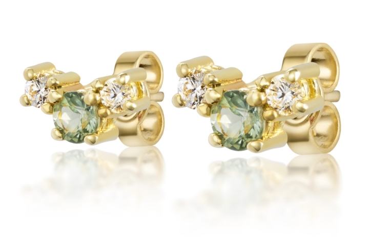 Obrazek Kolczyki LOEE Sparkle z żółtego złota z diamentami i szafirami