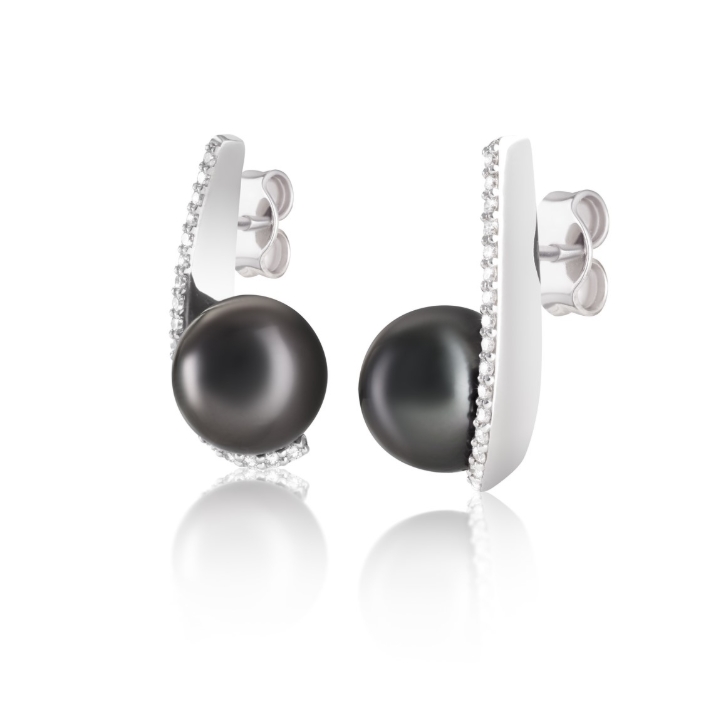 Obrazek Kolczyki LOEE Pearls z białego złota z diamentami i perłami