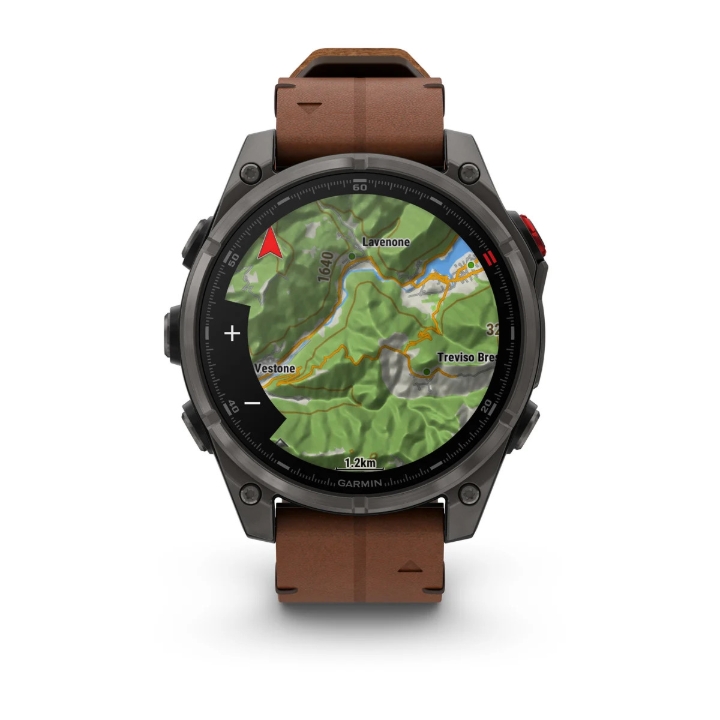 Obrazek Garmin Fenix 8 Pro 47 AMOLED Sapphire, Carbon grey DLC Titanium, pasek Chestnut