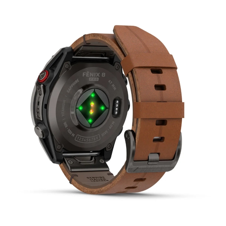 Obrazek Garmin Fenix 8 Pro 47 AMOLED Sapphire, Carbon grey DLC Titanium, pasek Chestnut