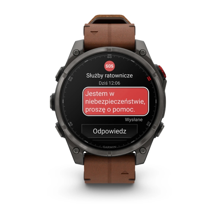 Obrazek Garmin Fenix 8 Pro 47 AMOLED Sapphire, Carbon grey DLC Titanium, pasek Chestnut