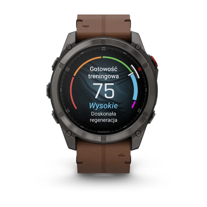 Obrazek Garmin Fenix 8 Pro 51 AMOLED Sapphire, Carbon grey DLC Titanium, pasek Chestnut