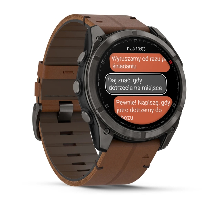 Obrazek Garmin Fenix 8 Pro 51 AMOLED Sapphire, Carbon grey DLC Titanium, pasek Chestnut