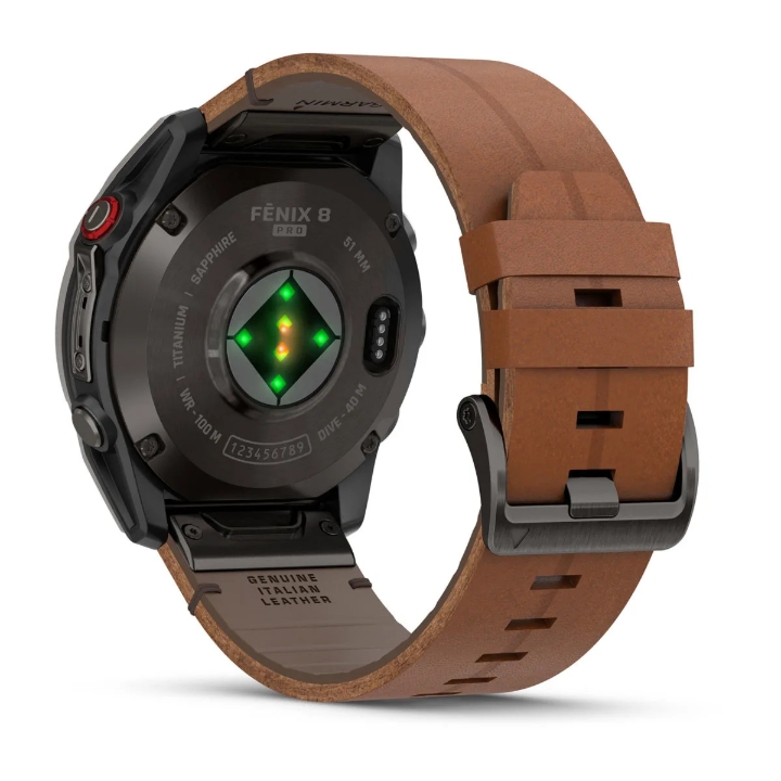 Obrazek Garmin Fenix 8 Pro 51 AMOLED Sapphire, Carbon grey DLC Titanium, pasek Chestnut