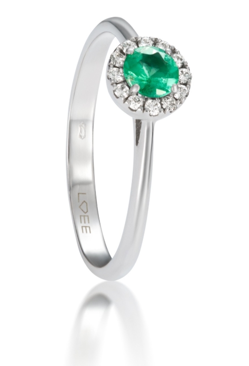 Obrazek Pierścionek LOEE Palette Diamonds z białego złota z diamentami i szmaragdem