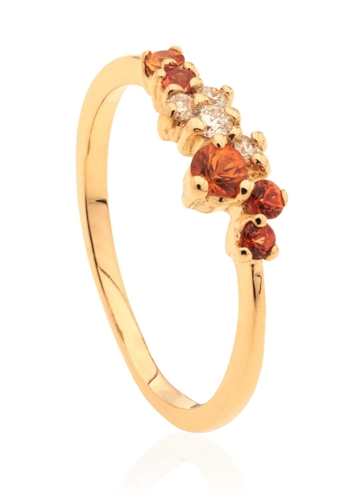 Obrazek Pierścionek LOEE Sparkle z żółtego złota z diamentami i szafirami