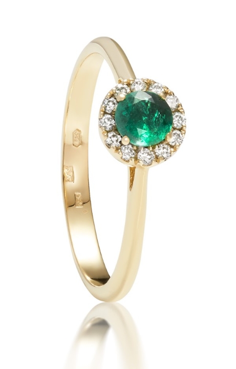 Obrazek Pierścionek LOEE Palette Diamonds z żółtego złota z diamentami i szmaragdem