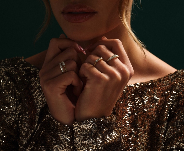 Obrazek Pierścionek LOEE Glare z żółtego złota z diamentami