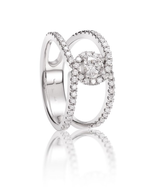 Obrazek Pierścionek LOEE Charm z białego złota z diamentami