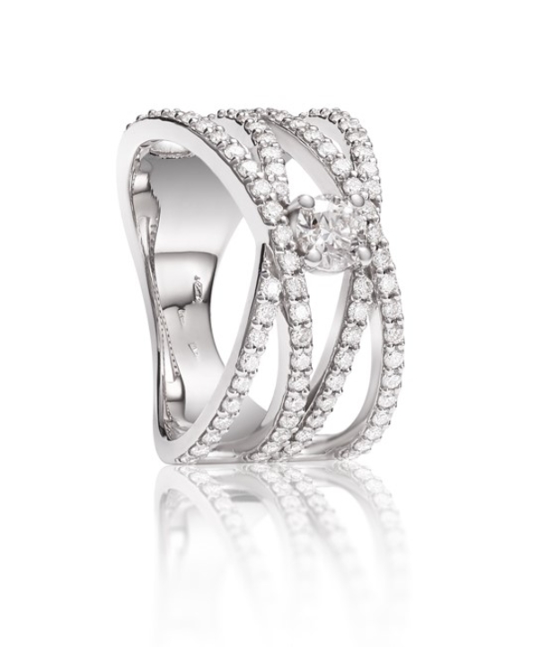 Obrazek Pierścionek LOEE Charm z białego złota z diamentami