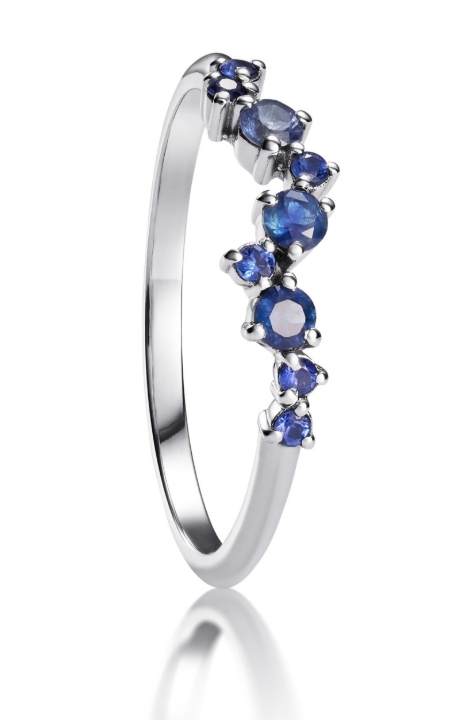 Obrazek Pierścionek LOEE Sparkle z białego złota i szafirami