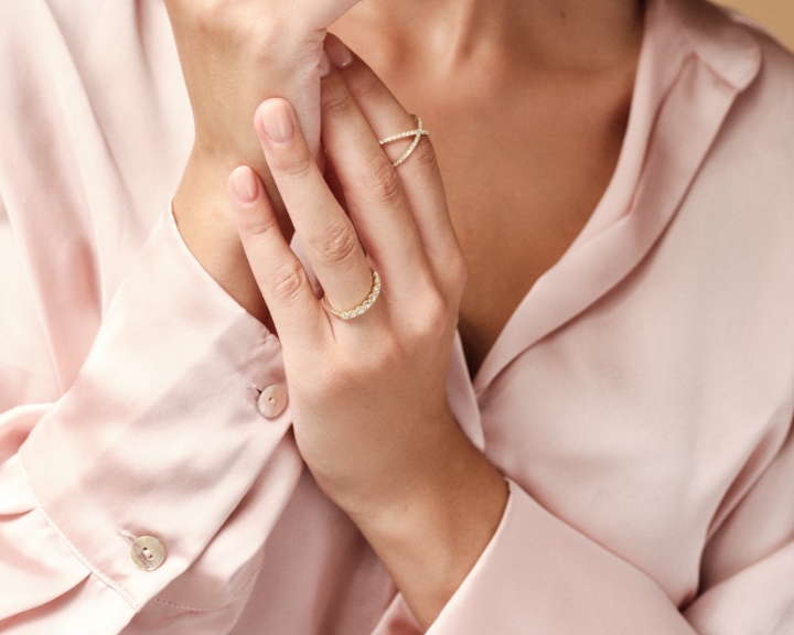 Obrazek Prten LOEE Glare z żółtego złota z diamentami