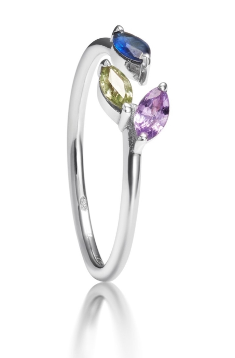 Obrazek Pierścionek LOEE Gaia z białego złota i szafirami