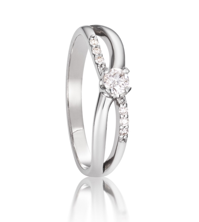 Obrazek Pierścionek zaręczynowy LOEE z białego złota z diamentami