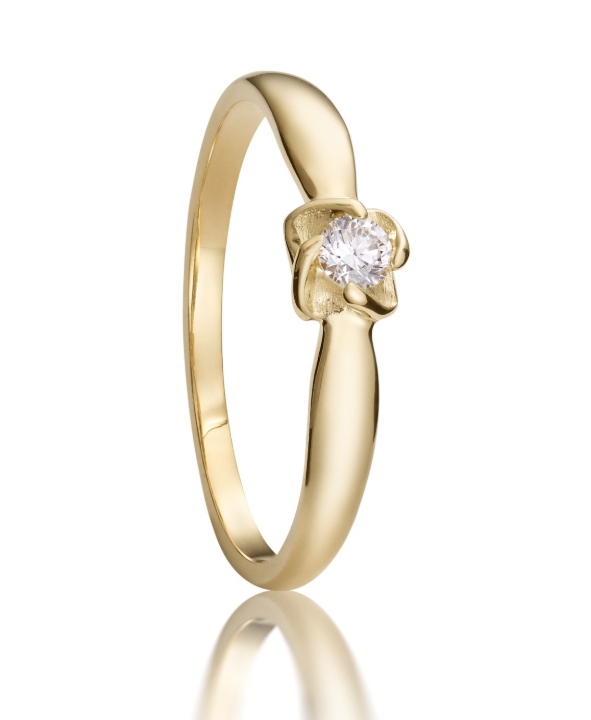 Obrazek Pierścionek zaręczynowy LOEE z żółtego złota z diamentem