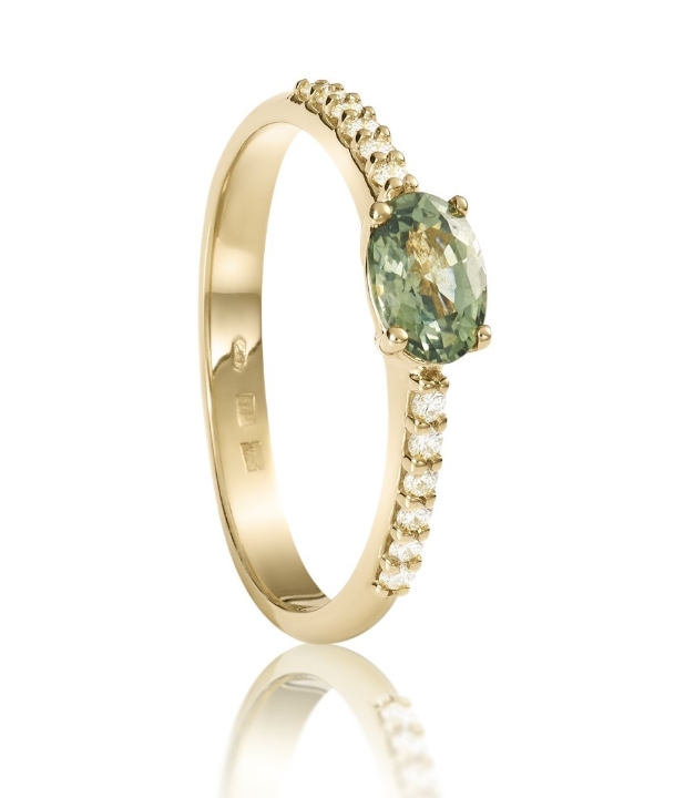 Obrazek Pierścionek LOEE Palette Diamonds z żółtego złota z diamentami i szafirami