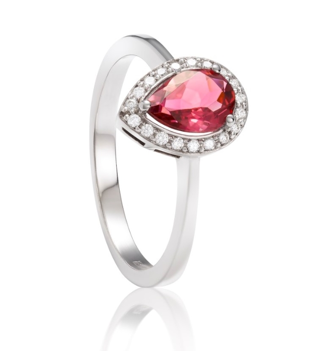 Obrazek Prsten LOEE Palette Diamonds z bílého zlata s diamanty a turmalínem