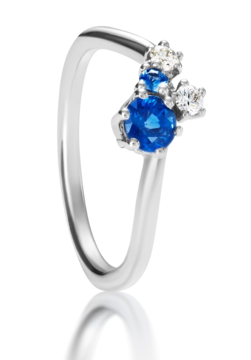 Obrazek Pierścionek LOEE Sparkle z białego złota z diamentami i szafirami