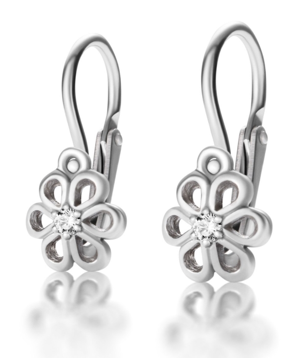 Obrazek Kolczyki dziecięce LOEE z białego złota z diamentami