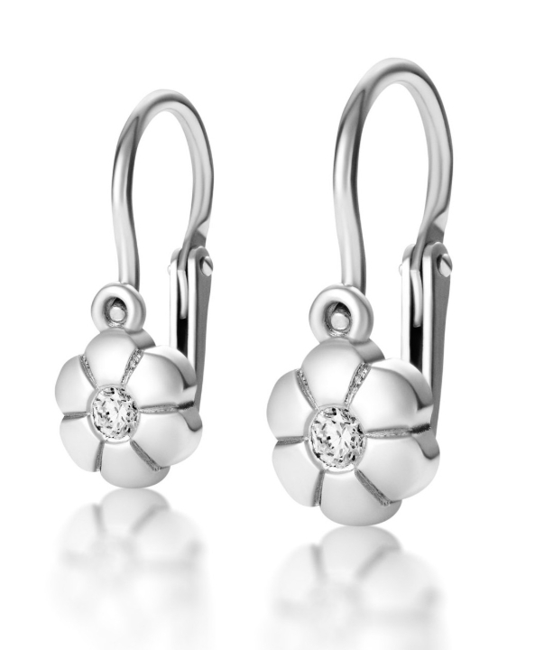 Obrazek Kolczyki dziecięce LOEE z białego złota z diamentami
