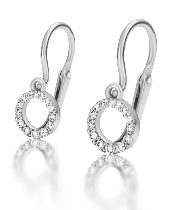 Obrazek Kolczyki dziecięce LOEE z białego złota z diamentami