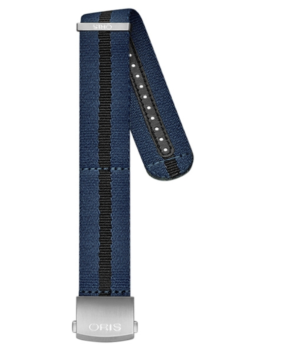 Obrazek Pasek materiałowy niebiesko-czarny z zapinką