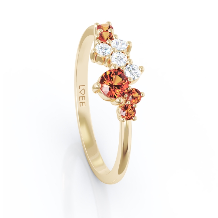 Obrazek Pierścionek LOEE Sparkle z żółtego złota z diamentami i szafirami