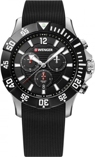 Zegarek SEAFORCE CHRONO,O43, czarna tarcza, czarny gumowy pasek WENGER 01.0643.118