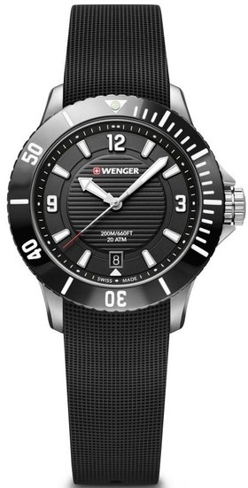 Zegarek SEAFORCE SMALL,O35, czarna tarcza,czarny silikonowy pasek WENGER 01.0621.110